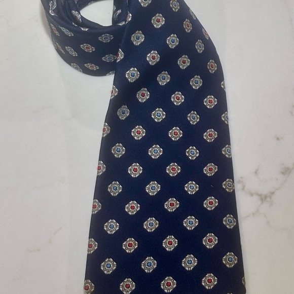 Christian Dior Navy Blue Patterned Men's Tie - Picture 1 of 6